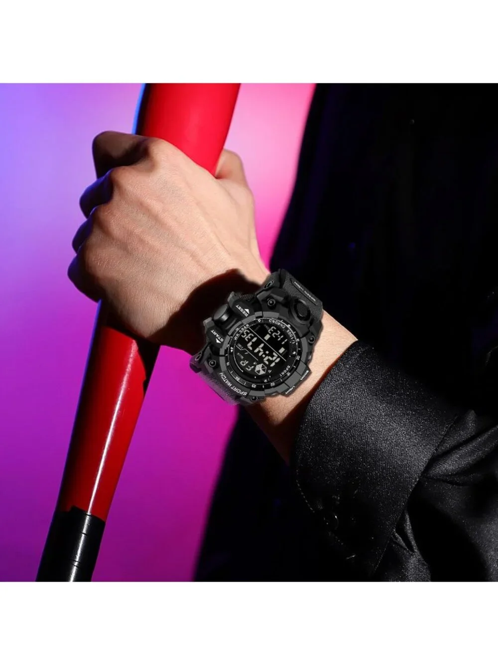 Mens All Black Analog Quartz Electronic Military Multifunction LED Digital Watch